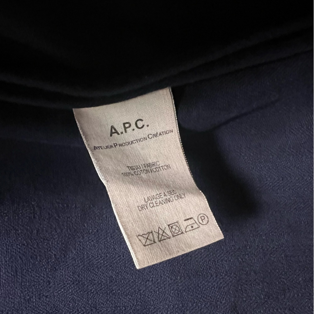 A.P.C. Canvas Navy Cotton Blazer Coat Pearl-like Two Buttons Classic Size Medium - Picture 6 of 10